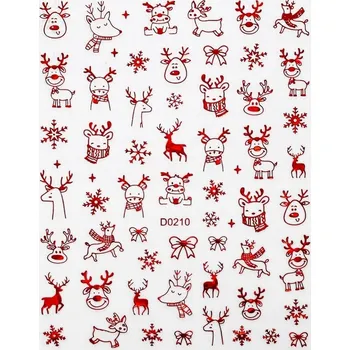 samolepka 3D Samolepky na nehty sněhové vločky Vánoční hvězdy Sobí S279