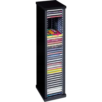 Úložný box Stojan na disky 40 CD kontejner police krabička regál box černý organizér