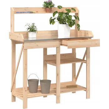 Zahradní stůl Zahradní stůl s policemi, masivní jedlové dřevo