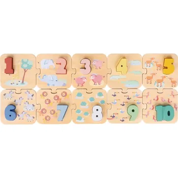 Dřevěná hračka Puzzle - Učíme se číslice - safari (1730)