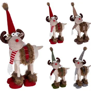 Vánoční dekorace Stojící sob se zimními doplňky 23x37 cm (mix 4 vzorů /cena za 1 kus) 599197