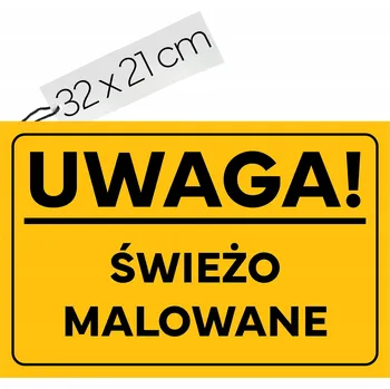 PVC tabulka žlutá - Značka Pozor! Čerstvě natřeno | 32x21 cm | UV tisk | PVC