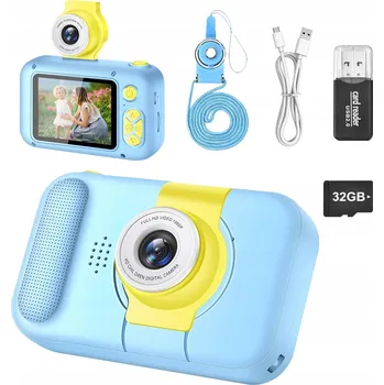 Obraz DĚTSKÝ DIGITÁLNÍ FOTOAPARÁT MODRÝ + HRY + 32GB KARTA