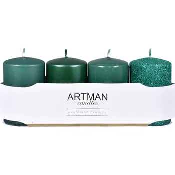 Svíčka Artman Svíčka adventní VÁLEC mix d6x10cm 4ks - odstíny zelené
