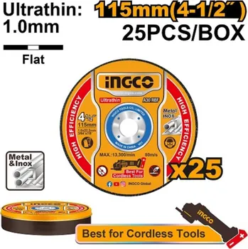 Řezný kotouč Kotúč rezný kov 115x1x22,2mm INGCO sada 25ks