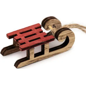 Vánoční ozdoba MOREX, s.r.o. Dřevěná dekorace sáňky červené v. 27