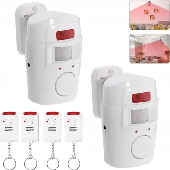 BEZDRÁTOVÝ ALARM NA BATERIE ČIDLO SIRÉNA GARÁŽ SKLEP 4 OVLADAČE 105 dB