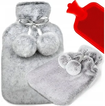 Termofor GUMOVÝ TERMOFOR V PLYŠOVÉM OBALU OHŘÍVAČ NA VODU VE SVETRU VELKÝ 2L