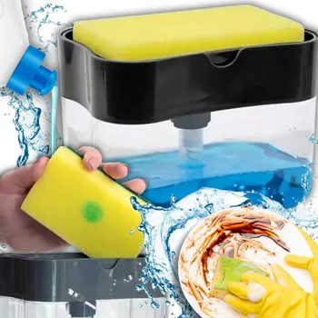 Mycí prostředek Dávkovač tekutiny na nádobí s houbičkou Gadget Master