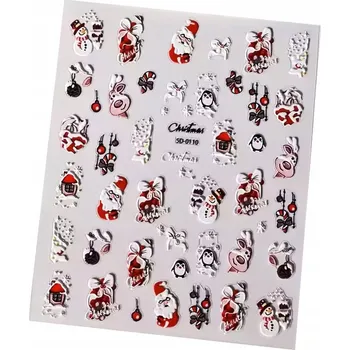 samolepka Samolepky 5D ozdoby na nehty Vánoční sněhové vločky Mikuláše Renifery S275