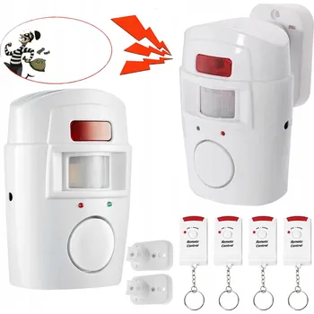 Zabezpečení domácnosti HLASITÝ Bezdrátový Alarm 105dB PRO DŮM A GARÁŽ, Detektor Pohybu, SIRÉNA 2X