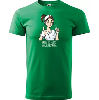 Pánské oblečení Sablio Tričko s potiskem pro zdravotní sestru Hrdina bez pláště? Ano, jsem sestřička - zelené M