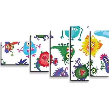 Obraz Sablio Obraz - 5-dílný Barevné příšerky - 100x60 cm