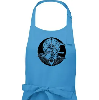 Kuchyňská zástěra Cestování - hory kompas - Dámská zástěra na vaření - Univerzální velikost ( Světlý tyrkys )