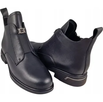 Dámská zimní obuv Dámské kožené kotníkové boty ESTETIC D-500 černé vel. 36