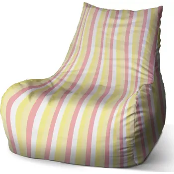 Sedací pytel Sablio Sedací vak Bean Žlutorůžové pruhy - 100 x 90 x 45 cm