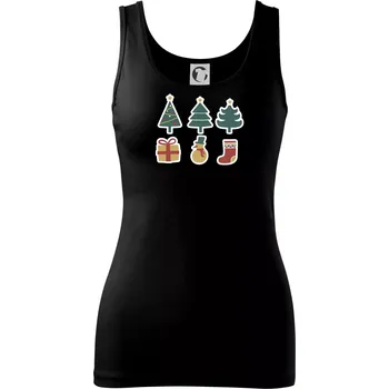 Dámské tričko Vánoční sada - stromky a dárky - Dámské tílko - 2XL ( Černá )