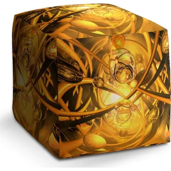 Taburet Sablio Taburet Cube Žlutá abstrakce: 40x40x40 cm