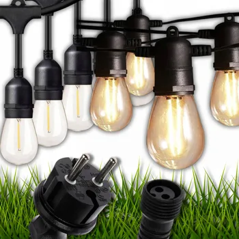 Venkovní osvětlení Světelný řetěz Dekorstar 190 cm do zásuvky černý