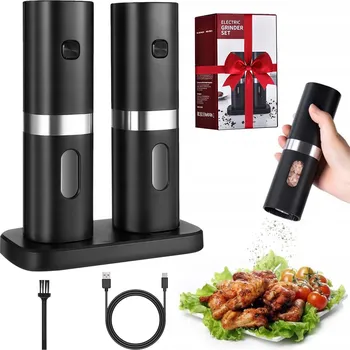 Kuchyňský mlýnek Elektrický mlýnek na pepř a sůl černý keramický 2 ks 80 g