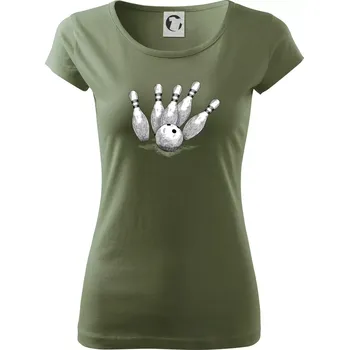 Dámské tričko Bowling kresba - Dámské triko Pure - S ( Khaki )
