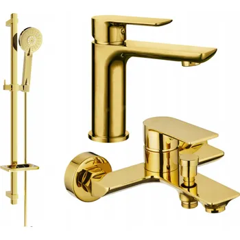 Vodovodní baterie Nástěnná vanová baterie s jednou pákou Mexen Alfa zlatá