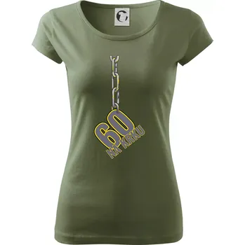 Dámské tričko 60 let na krku řetěz - Dámské triko Pure - XS ( Khaki )