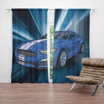 Závěs Sablio Závěs Mustang Modré pozadí: 2ks 140x250cm