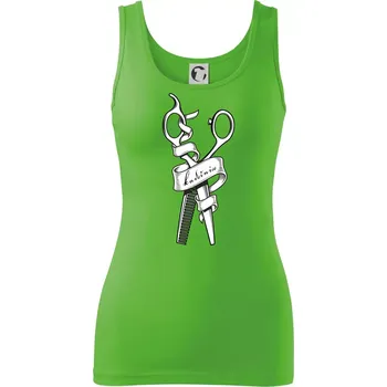 Dámské tričko Kadeřnice nůžky a hřeben - Dámské tílko - L ( Apple Green )