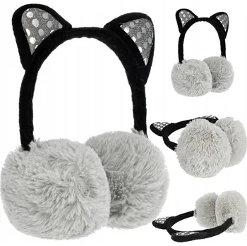 Sluchátka PLYŠOVÁ SLUCHÁTKA NA UŠI NASTAVITELNÁ ŠEDÁ KOČIČÍ UŠI