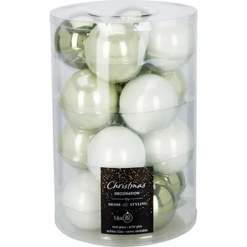 Vánoční ozdoba Ozdoba závesná guľa 8 cm sada 16 ks sklo svetlozelená