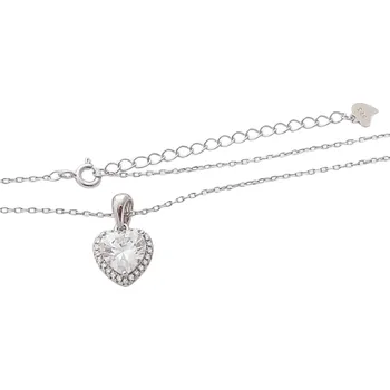 Náhrdelník Stříbrný náhrdelník s čirým srdcem – zirkonový přívěsek