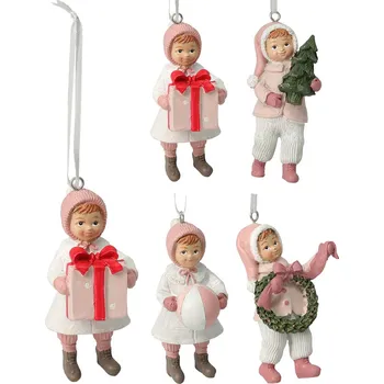 Vánoční dekorace Vánoční figurka chlapec / dívka 90 mm na zavěšení (mix 4 vzorů /cena za 1 ks) 599091