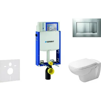 Geberit Kombifix - Modul pro závěsné WC s tlačítkem Sigma20, matný chrom/chrom + Duravit D-Code - WC a sedátko, Rimless, SoftClose 110.302.00.5 NH7