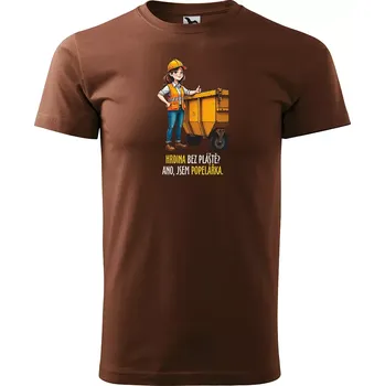 Pánské tričko Sablio Tričko s potiskem Ano, jsem popelářka - hnědé S