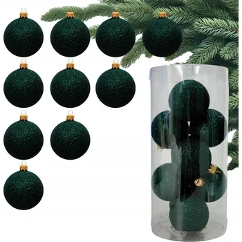 Vánoční dekorace HOLO Tmavě Zelené VÁNOČNÍ BAŇKY NA STROMEČEK Zelené BAŇKY na vánoční stromek Sada Bombiček
