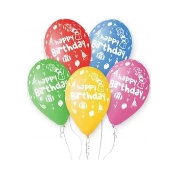 Balónek Narozeninové balónky Gemar Happy Birthday 30 cm 5 ks