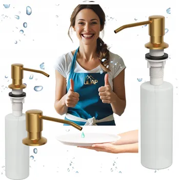 Dávkovač mýdla DÁVKOVAČ ZLATÝ KARTÁČOVANÝ na prostředek na mytí nádobí Dřez