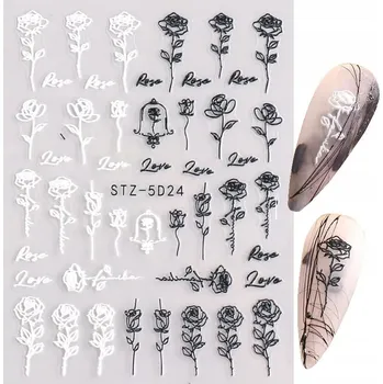 samolepka 5D Samolepky na nehty Růže KVĚTINY dekorace R15