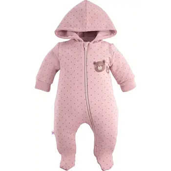 Kojenecké oblečení Eevi TEPLÁKOVÝ OVERAL S KAPUCÍ Méďa dívčí