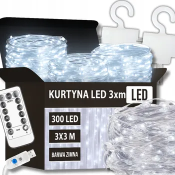 Vánoční světelný řetěz Světelný řetěz ZÁCLONA 300 cm na baterie/do sítě, bílý