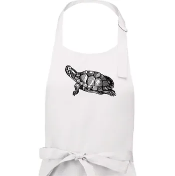 Kuchyňská zástěra Tužkou kreslená želva - Pánská zástěra na vaření - Univerzální velikost ( Bílá )