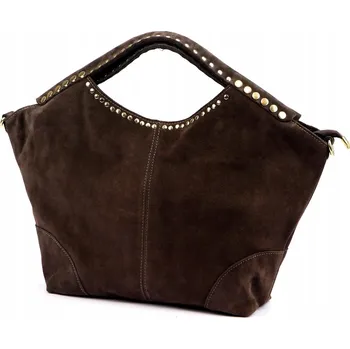 Kabelka Velká semišová kožená kabelka Camilla PREMIUM tmavě hnědá