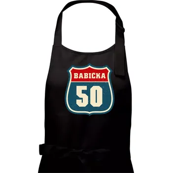 Kuchyňská zástěra Babička 50 - Dámská zástěra na vaření - Univerzální velikost ( Černá )