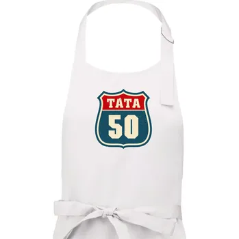 Kuchyňská zástěra Táta 50 - Pánská zástěra na vaření - Univerzální velikost ( Bílá )