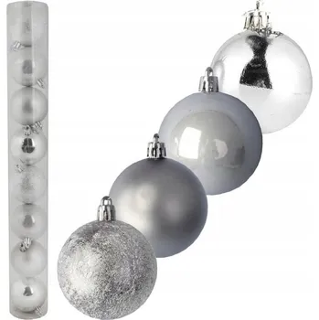 Vánoční dekorace SADA 8 PLASTOVÝCH VÁNOČNÍCH OZDOB 6 CM ČERVENÉ NA STROMEK DEKORACE