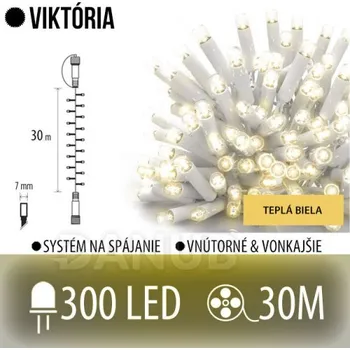 Reklamní LED panel Viktorie led světelný řetěz vnější - 300led - 30m teplá bílá - bílý kabel