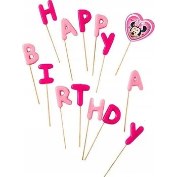 Dortová svíčka Svíčky zápichy Happy Birthday Minnie Bow-tique