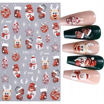 samolepka 5D Samolepky na nehty Vánoční sněhové vločky Sob S256