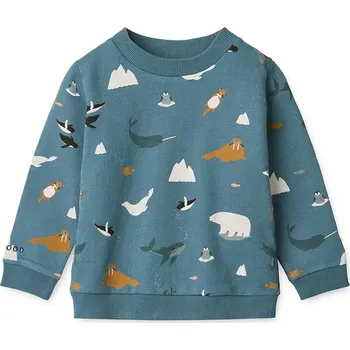Chlapecká mikina Dětská bavlněná mikina Liewood Thora Printed Sweatshirt LW20357.9BYA modrá 55X, vel. 134-140
